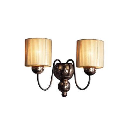  Garbo Bronze Double Wall Light with Gold String Shades 